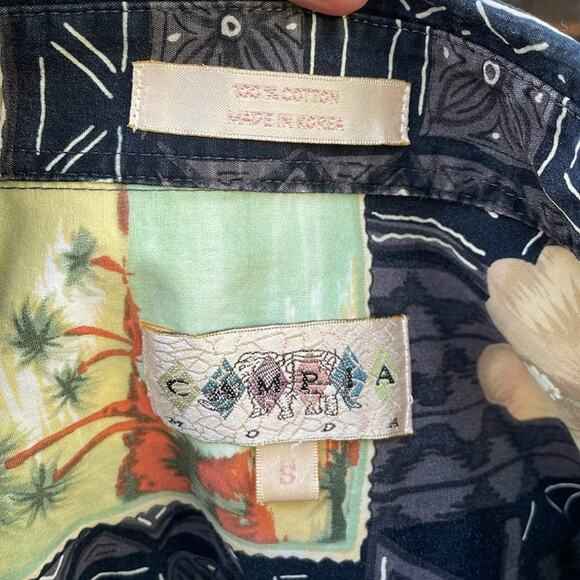 Moda Campia Surfer Tiki Aloha Lounge Wear Hawaiian Button Up Shirt Mens's Small - Picture 9 of 9